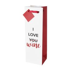 I Love Wine Single-Bottle Wine Bag by Cakewalk