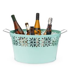 Oslo Teal Galvanized Ice Tub by Twine