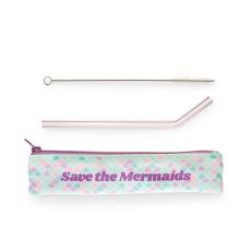 Save the Mermaids Glass Straw Set by Blush