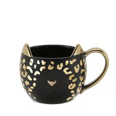Chloe Black Leopard Cat Mug by Pinky Up
