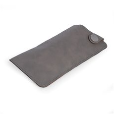 Eye Glass Sleeve with Snap Closure in Grey Leatherette