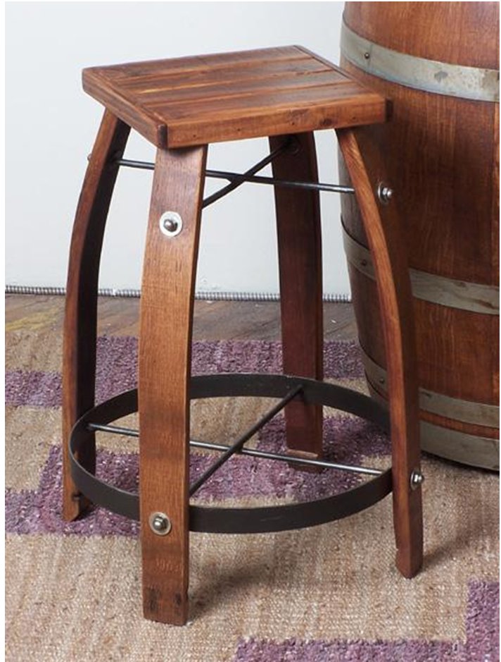 26 Inch Stave Stool with Wood Top