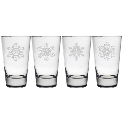 Abstract Snowflakes Highball Glasses (set of 4)
