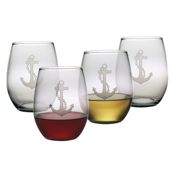 Anchor Stemless Wine Glasses (set of 4)