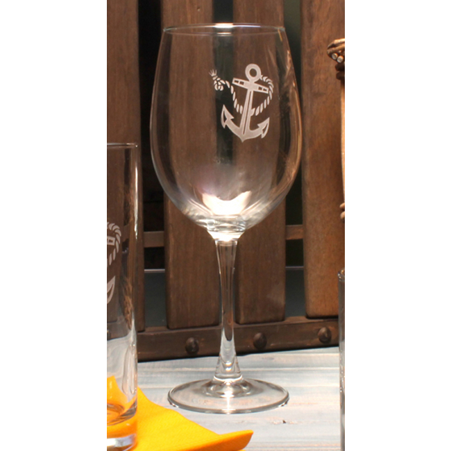 Rope with Anchor All Purpose Large Wine Glasses (set of 4)