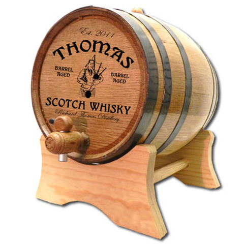 Bagpiper Scotch Distillery Personalized Oak Barrel