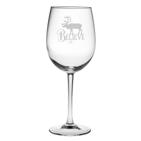Believe Reindeer Stemmed Wine Glasses (set of 4)