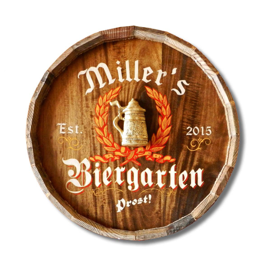 Biergarten Personalized Quarter Barrel Sign