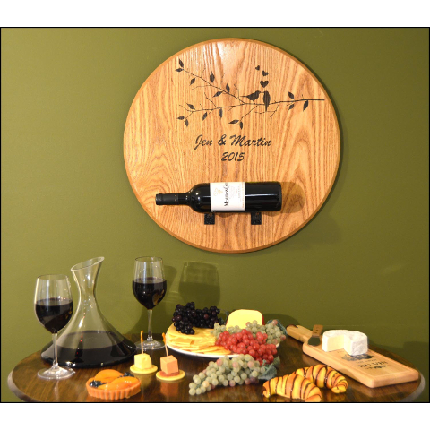Personalized Lovebirds Barrel Head Bottle Holder