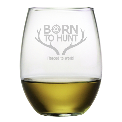 Born To Hunt Stemless Wine Glasses (set of 4)