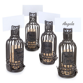 Wine Bottle Cork Cage Table Place Card Holders (set of 4)