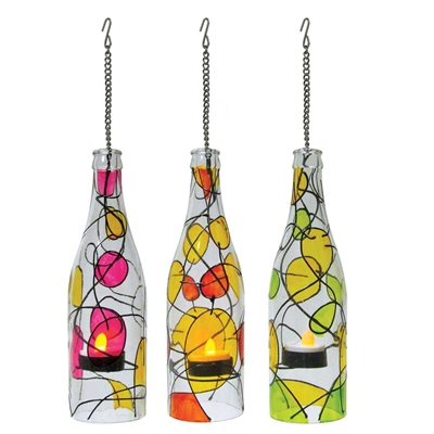 Wine Bottle Tealight Matisse (set of 3)