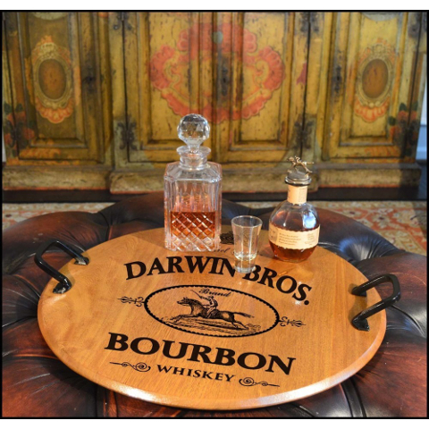 Personalized Bourbon Barrel Head Serving Tray