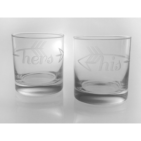 Bridal Etched His and Hers On the Rocks Glasses (set of 2)