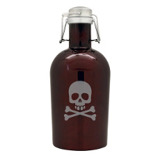 Pirate Brown Skull Beer Growler Bottle 64 Oz