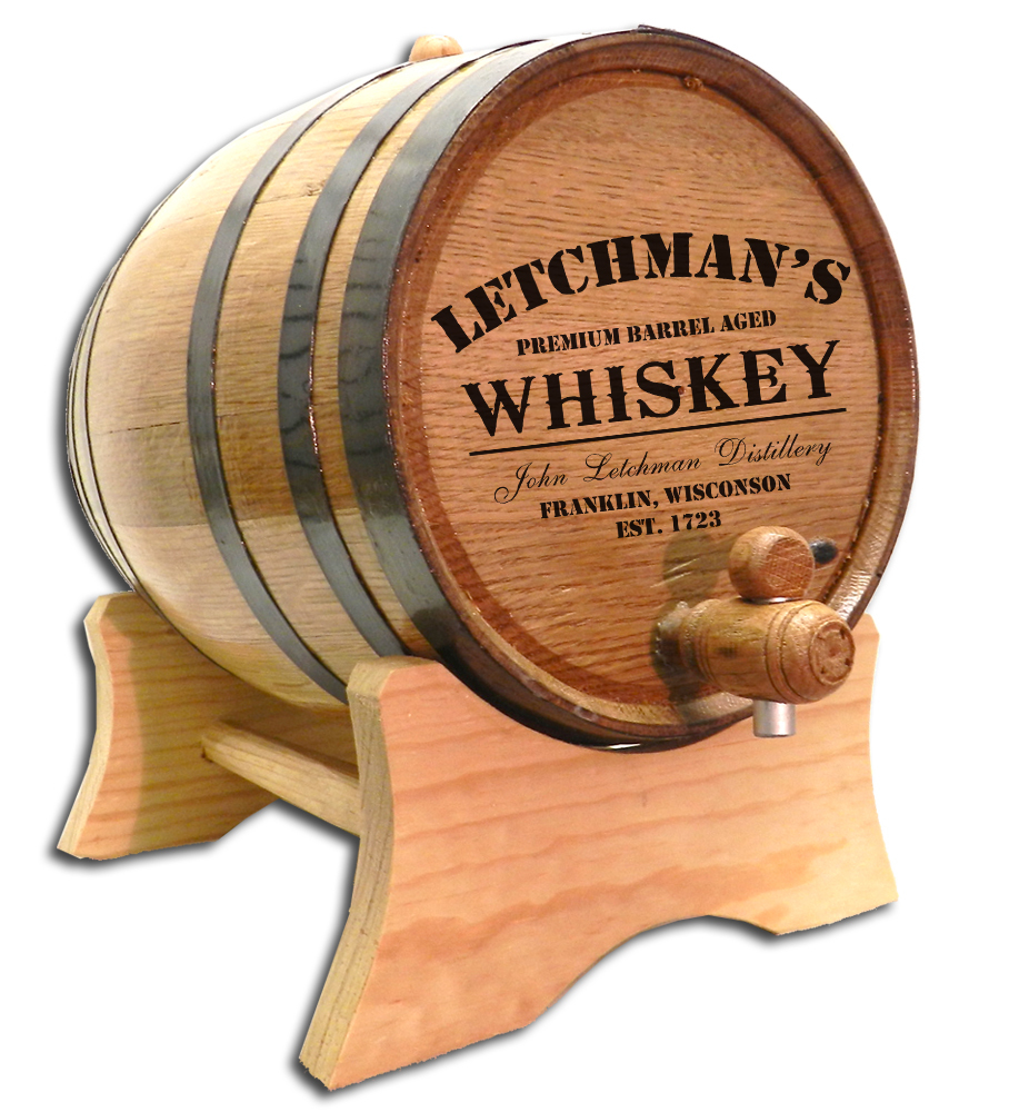'Whiskey Design' Personalized Oak Barrel