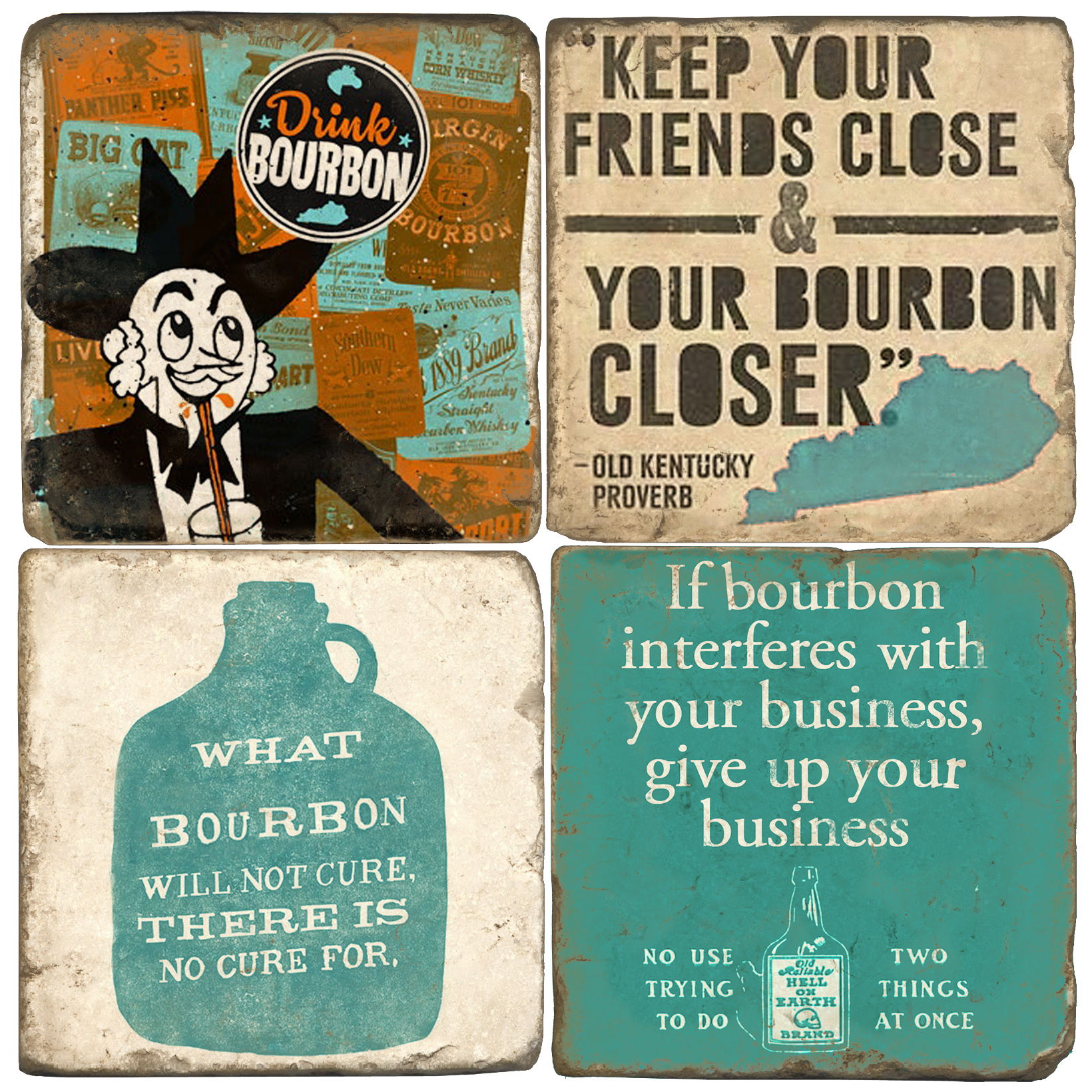 Drink Bourbon Italian Marble Coasters