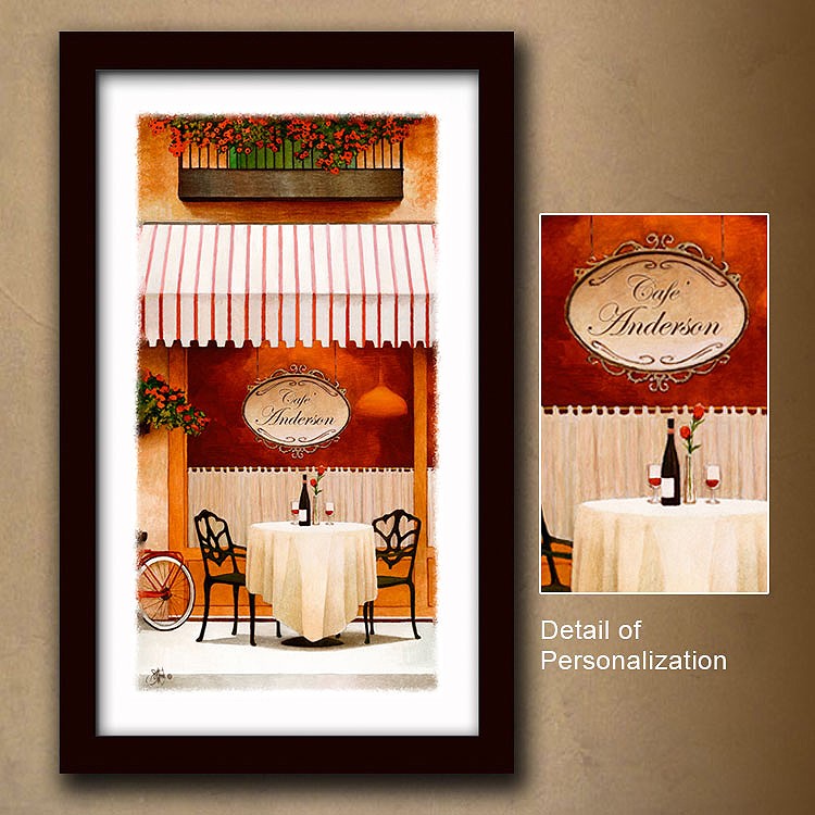 Cafe' - Sidewalk Personalized Wall Art