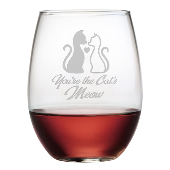 You're The Cat's Meow Stemless Wine Glasses (set of 4)