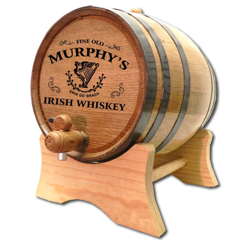 Personalized Celtic Harp Oak Aging Barrel