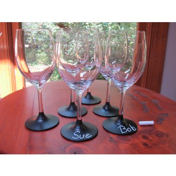 Chardonnay Glasses with Chalk Board Bottom