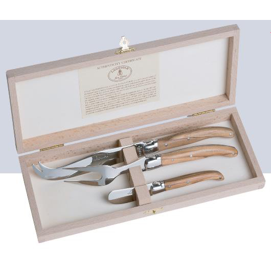 Laguiole Luxe Cheese Set with Olivewood Handles