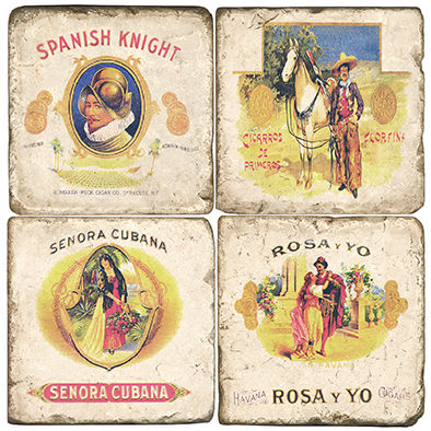 Italian Marble Vintage Cigar Label II Coasters (set of 4)
