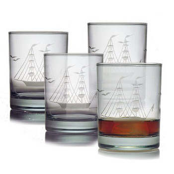 Clipper Ship Double Old Fashioned Glasses (set of 4)