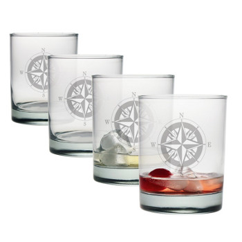 Compass Drink on Rocks Glasses (set of 4)
