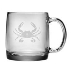 Crab Etched Coffee Mug Glass Set