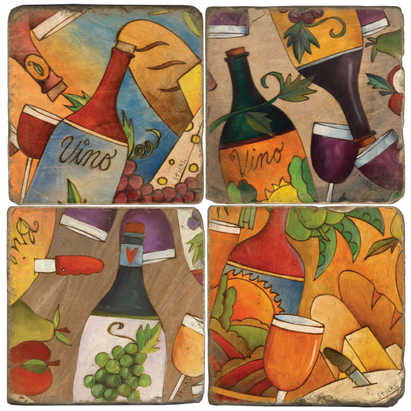 Food and Wine 2 Italian Marble Coasters