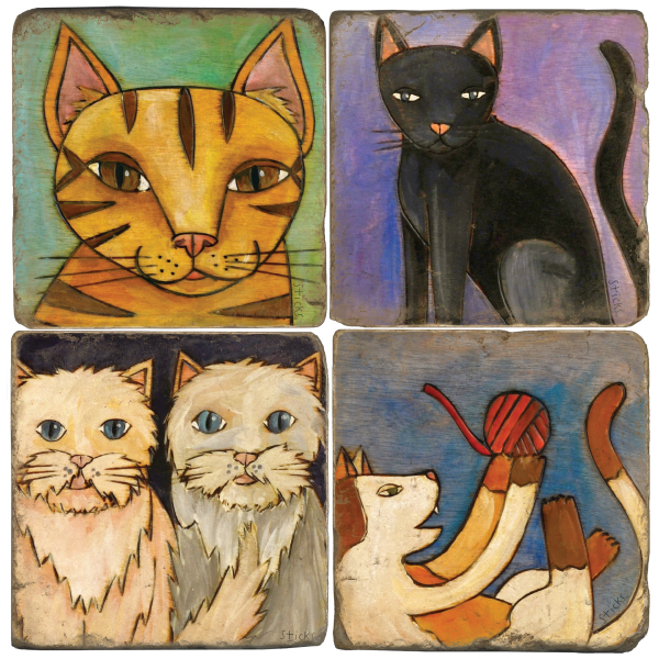 Cat Lovers Italian Marble Coasters