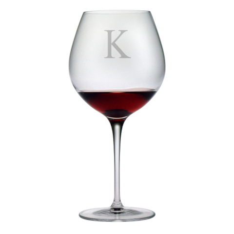 Customized Single Letter Burgundy Glasses (set of 4)