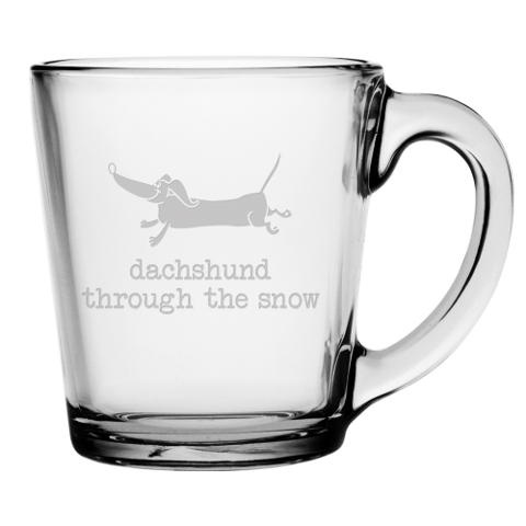 Dachshund Through The Snow Glass Mugs (set of 4)