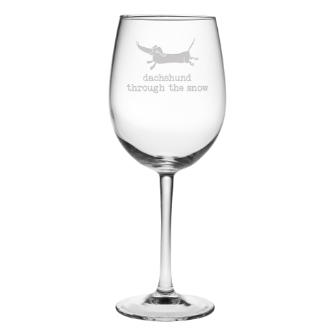 Dachshund Through The Snow Stemmed Wine Glasses (set of 4)