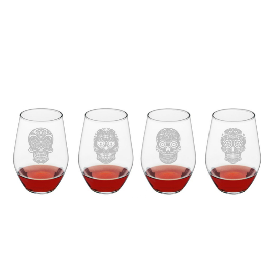 Dia De Los Muertos Stemless Wine Glasses (set of 4)