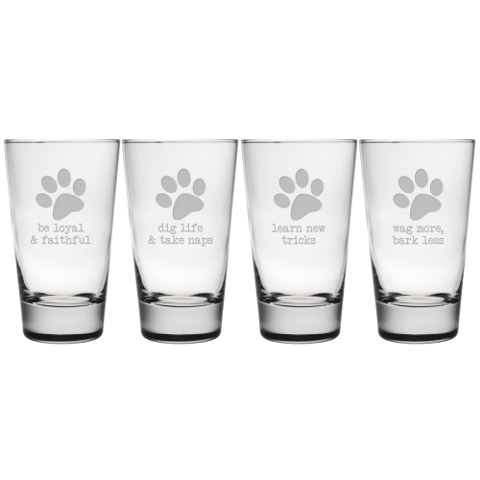 Dog Wisdom Highball Cocktail Glasses (set of 4)