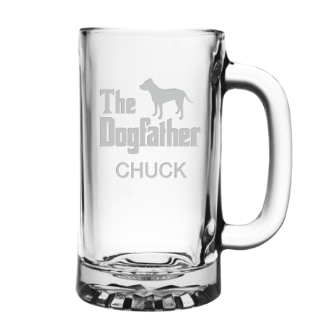 The Dogfather Personalized Glass Beer Mugs (set of 4)