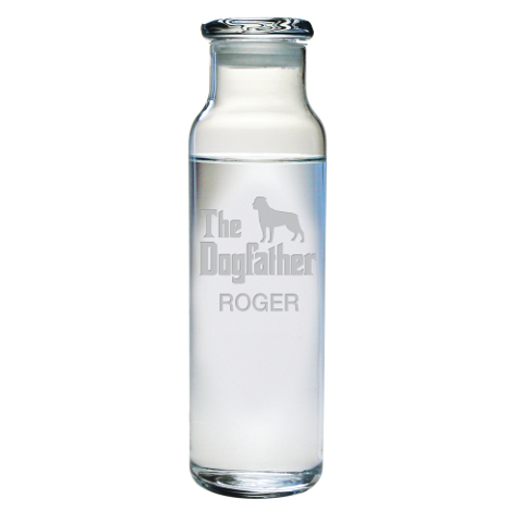 The Dogfather Personalized Glass Water Bottle