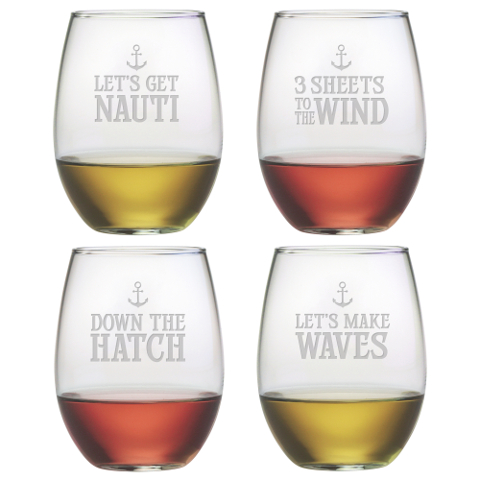 Down The Hatch Stemless Wine Glasses (set of 4)