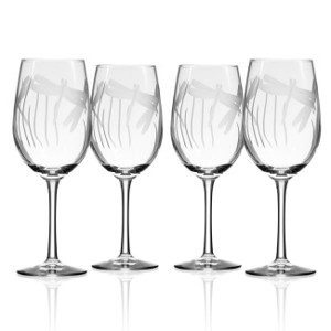 Dragonfly White Wine Glasses 12 oz Set of 4