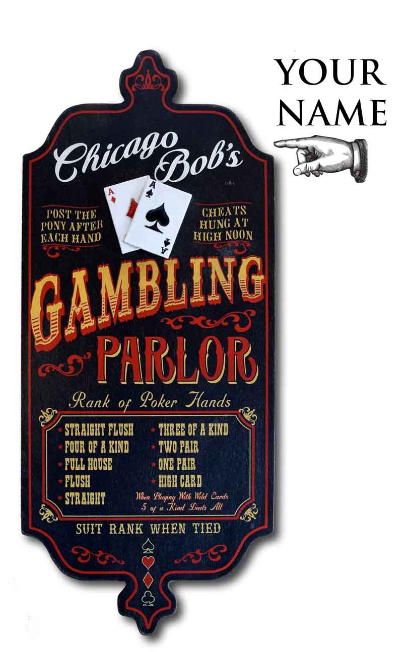 Gambling Parlor Personalized Dubliner Wood Sign