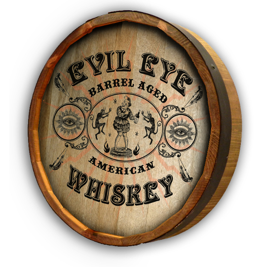 Personalized Evil Eye Whiskey Quarter Barrel Sign