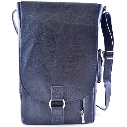 Two Bottle Black Faux Leather Wine Tote