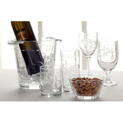 Fleur De Lis Sand Etched Glassware