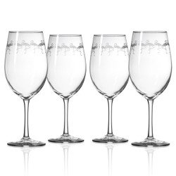 Etched Flamingo All Purpose Large Wine Glasses  (set of 4)