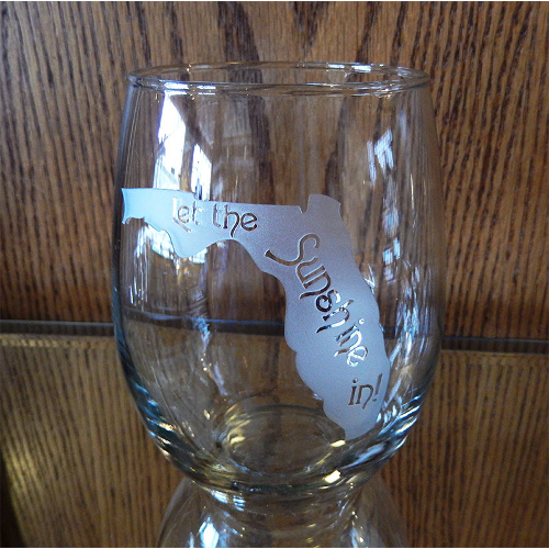 Etched Florida Silhouette Stemless Wine Glasses (set of 4)