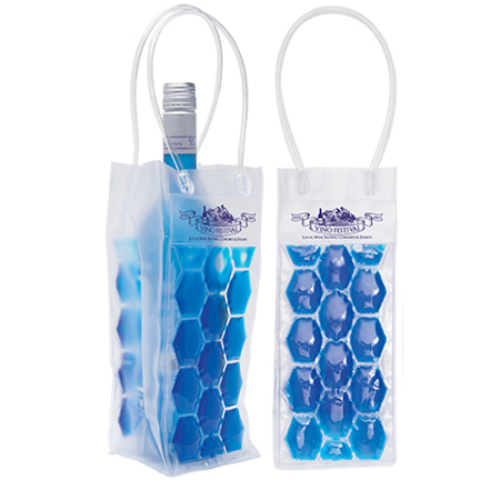 Corporate Logo Freezable Wine Cooling Tote - Blue (set of 50)