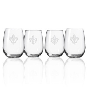 Grand Fleur De Lis Stemless Glasses, Set of 4