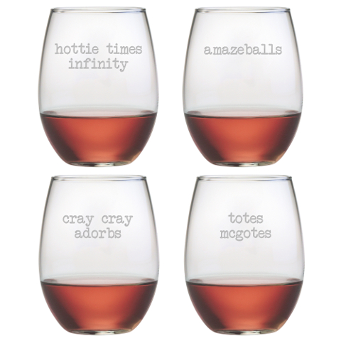 Girl Talk Stemless Wine Glasses (set of 4)